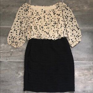 Julian Taylor White & Black Polka Dots Long Sleeve Dress Size 10